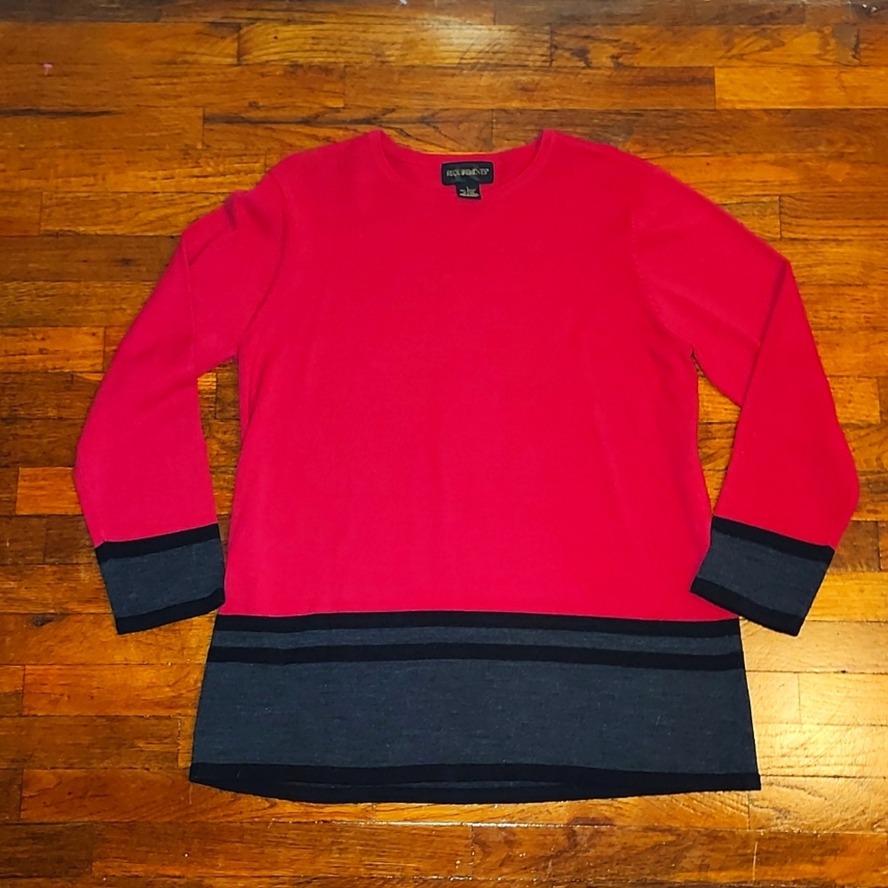 🍁Requirements Hot Pink and Black Long Sleeve Lightweight Sweater